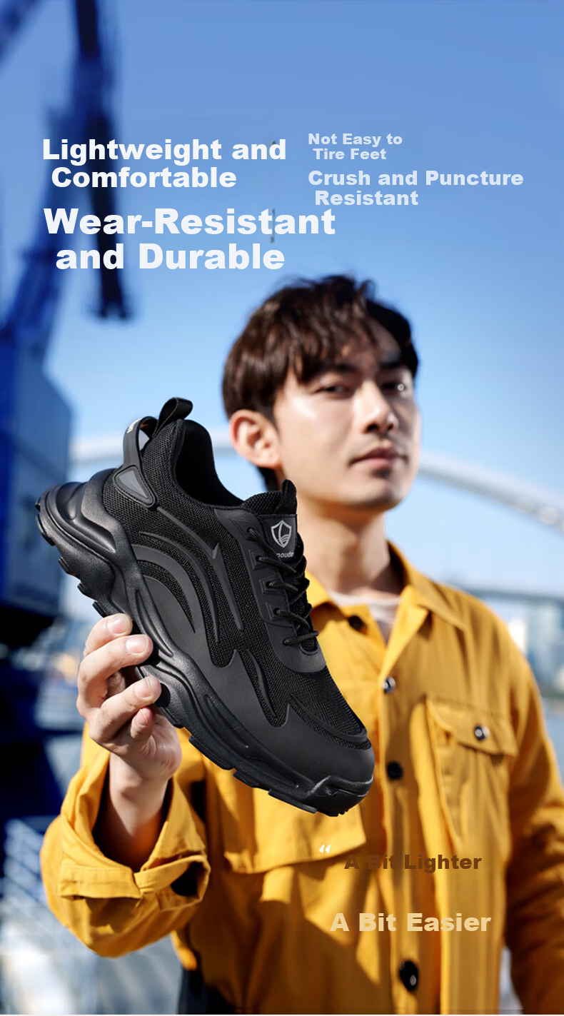 Lanoudun Men's Safety Shoes, Anti-Static, Ultra-Light, Breathable for Summer, Steel Toe Cap, Puncture-Resistant, Work Boots DL211A Size 39 1