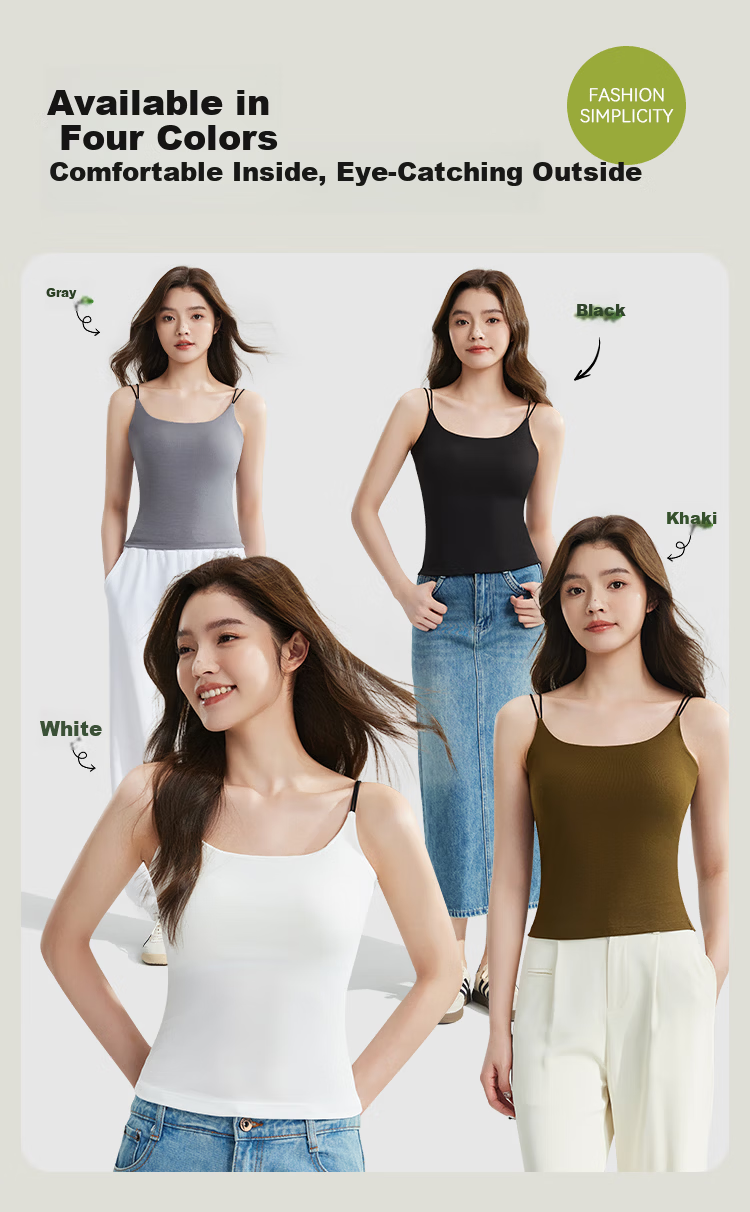 MiiOW Cool Ice Silk Women's Spring Summer Modal Camisole Vest Bra-Free Back Beauty Innerwear White M 10