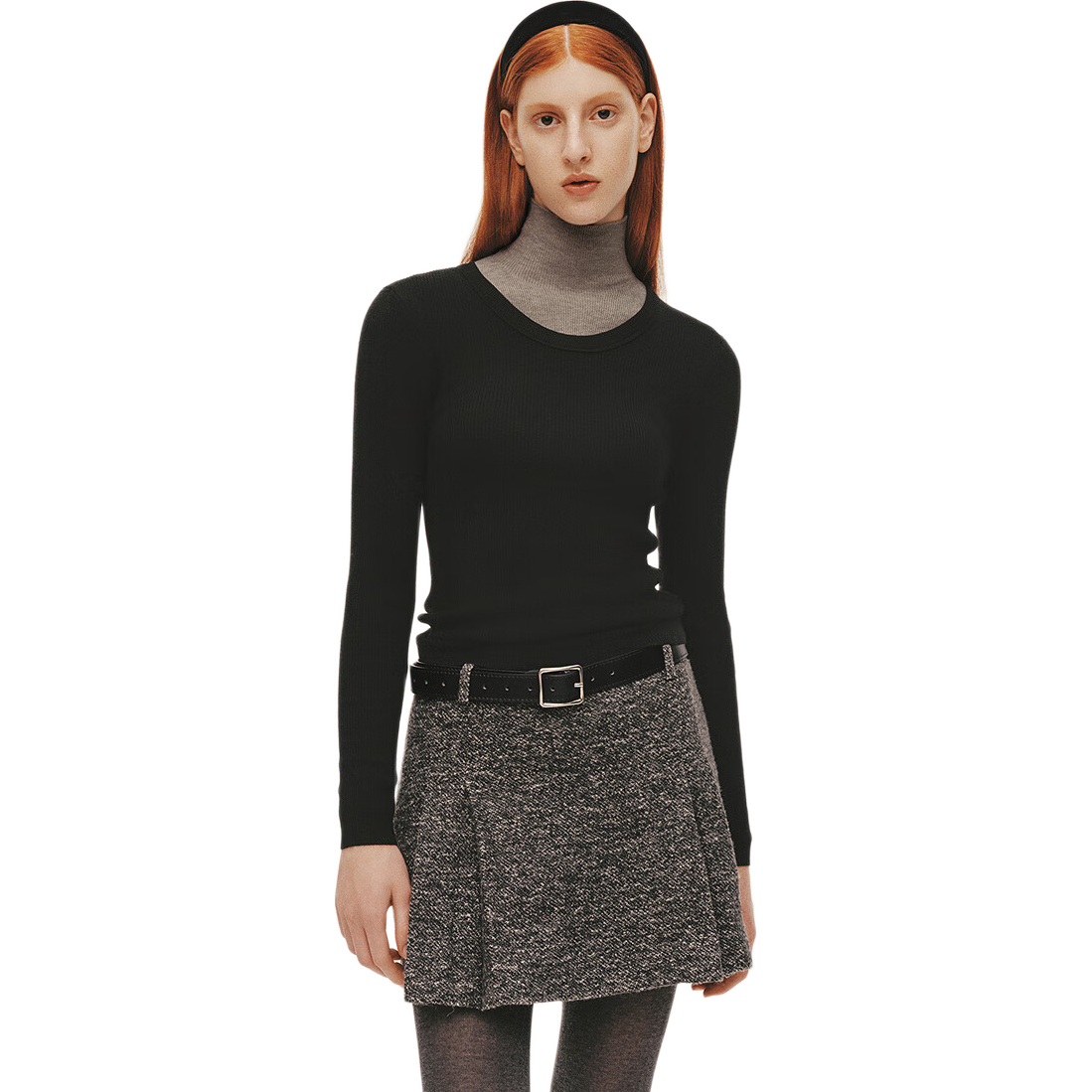 Semir Women's Winter Knitted Sweater Eggshell Neck Solid Slim Wool Top 2025 109725107004