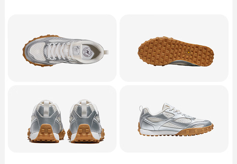 CAMEL Liuguang 2nd Generation Thin Sole Women's Breathable Casual Retro German Training Shoes K26BX5L3008 Silver/Ivory White Size 37 18