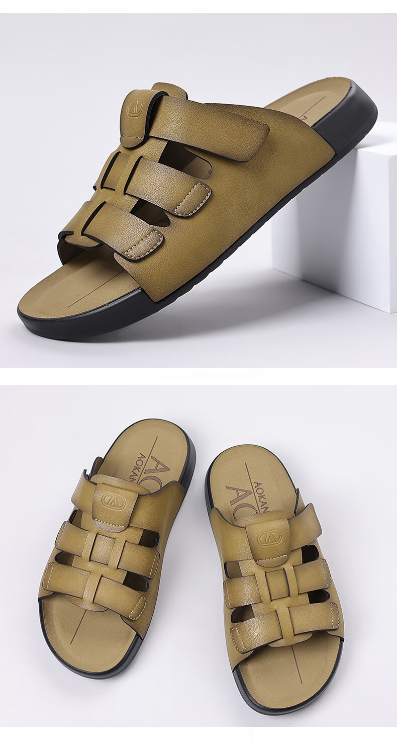 Aokang Summer Men's Casual Beach Sandals Black Size 43 20