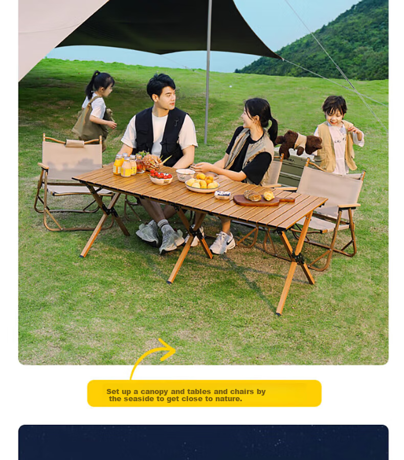 Gosoo Outdoor Folding Table Carbon Steel Egg Roll Table Large Portable Camping Picnic Stall Table and Chair Equipment 18