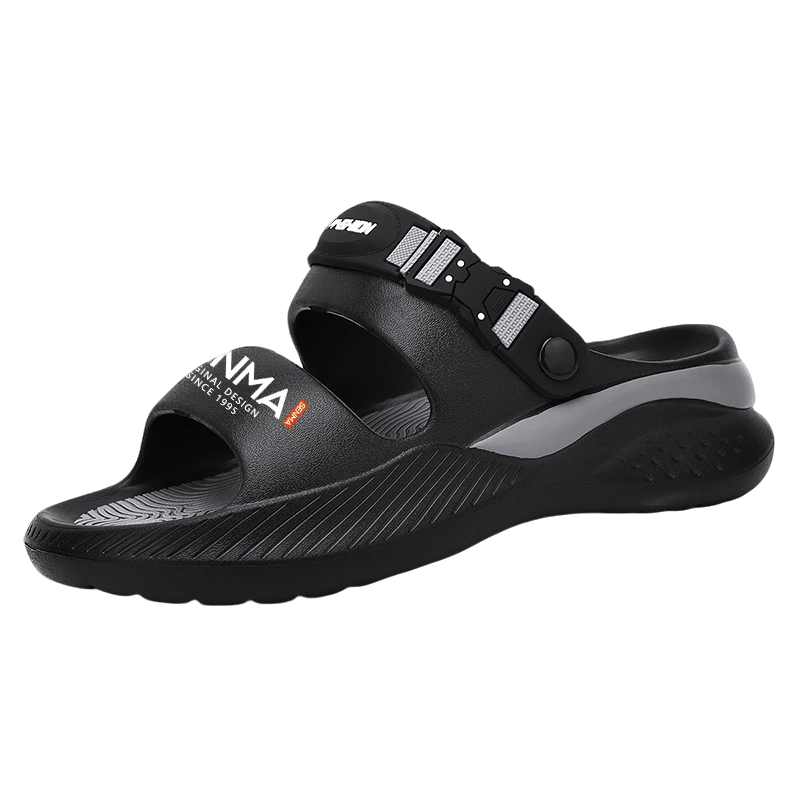 Senma Men's Summer Slippers Soft Sole Outdoor Sports Non-Slip Sandals Dual-Use Black Gray Size 38-39