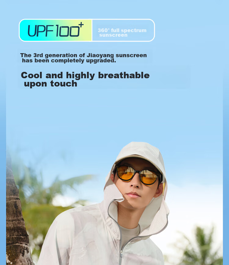 BOSIDENG Sun Protection Jacket for Men, Summer Outdoor Ice Silk Original Yarn Fishing Shirt, Cool Breathable Sports Cycling Hooded Coat 4