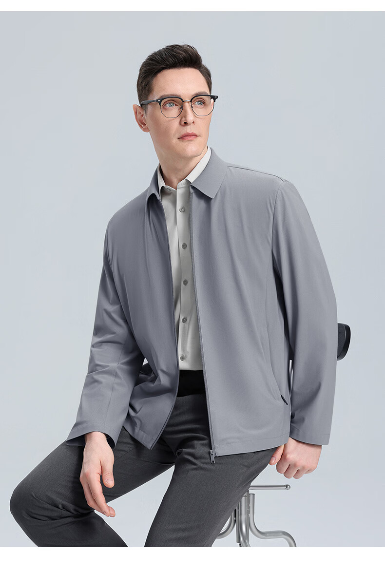 ROMON 【UPF50+】Men's Sun Protection Jacket Spring Summer New High Elastic Breathable Comfortable Business Casual Polo Collar Coat 23