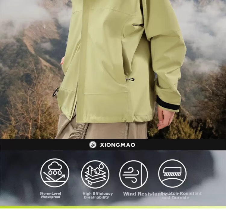 CAMEL Panda Outdoor Single-Layer Waterproof Hard Shell Colorblock Jacket for Men and Women A34BA46169 Phantom Black 3XL 7