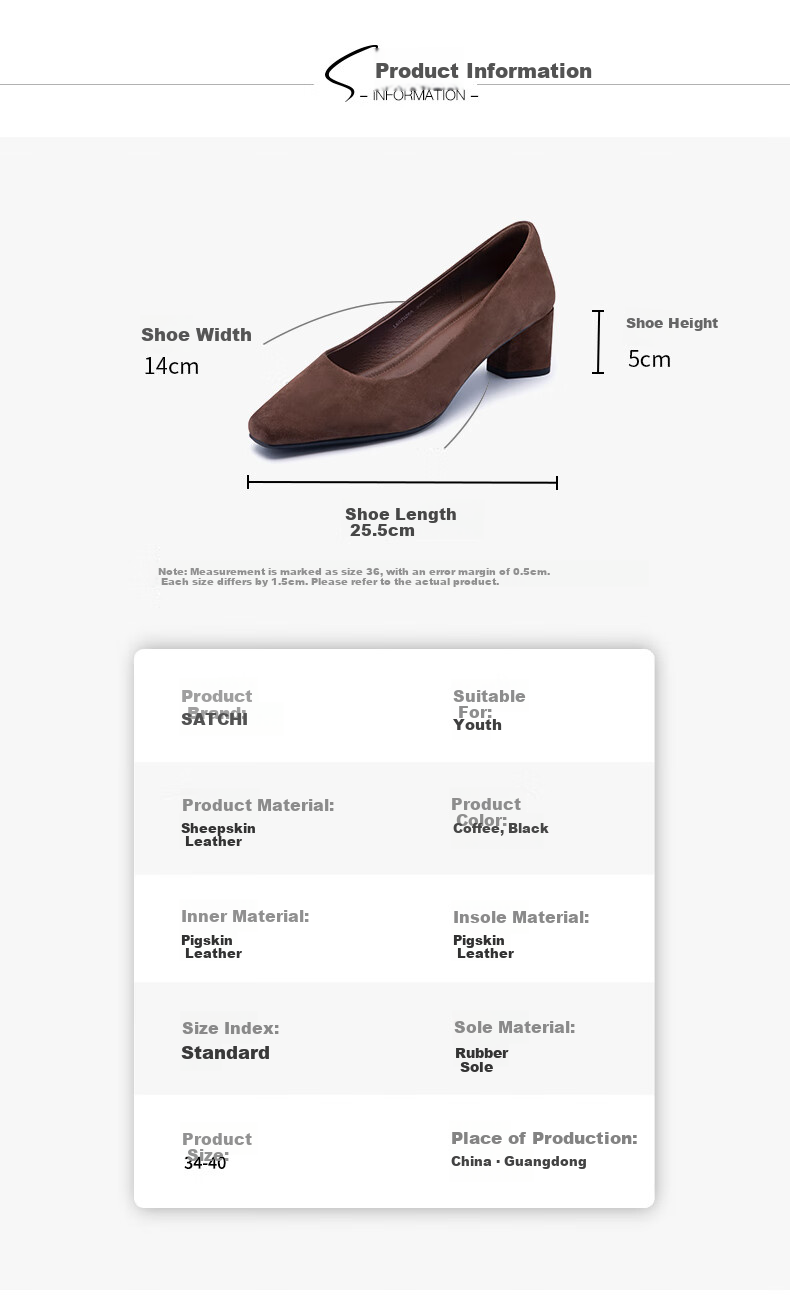 SATCHI Women's Elegant Sheepskin Low-Cut Pumps 2025 Spring New Chunky Heel Professional Commuter Shoes for Moms 3