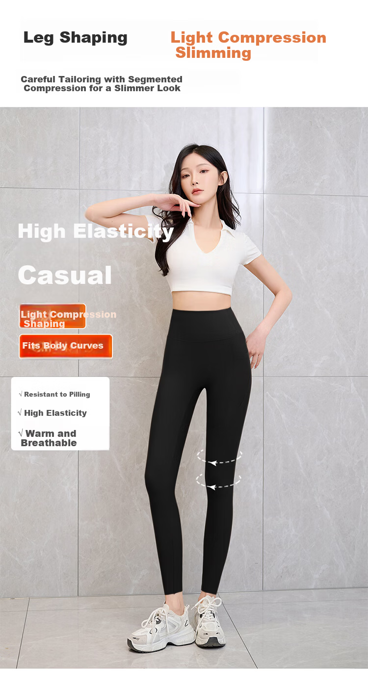LangSha Spring Summer New High-Waist Tummy Control Butt-Lifting Shark Pants Micro Compression Slimming with Pockets Fashion Outer Yoga Shark Pants 7