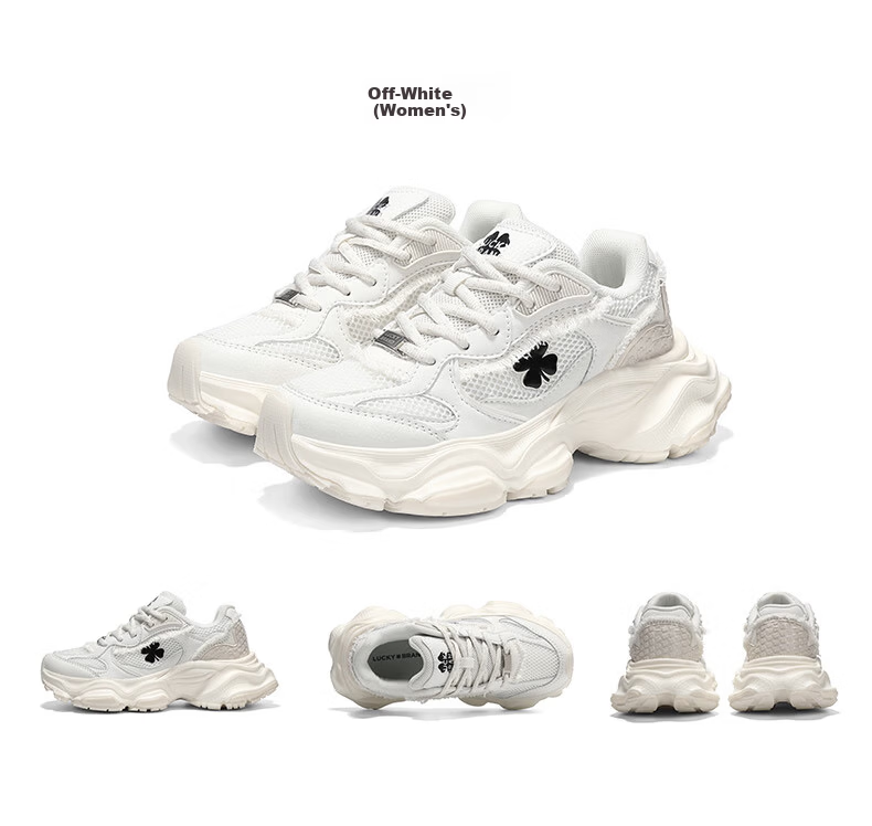 LUCKY BRAND Dad Sneakers Women's Clover American Casual Mesh Height-Increasing Breathable Sports Shoes Men's LY0302 Off-White Size 36 21