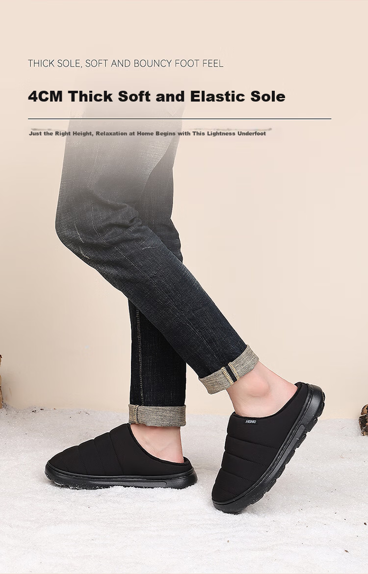 Red Dragonfly Men's Cotton Indoor Home Slippers Plush Warm Thick Soft Lightweight Sole Cotton Shoes EXD450061 Black Size 40 7