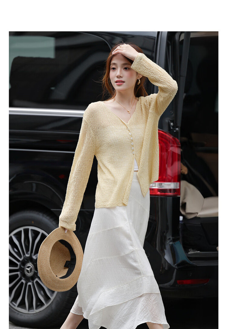 Mt Spring Oxygen V-Neck Long Sleeve Cardigan with Button Decoration Elegant Knitwear for Women 1