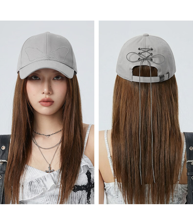 CACUSS Women's Baseball Cap Butterfly Rhinestone Cotton Soft Top Face Slimming Adjustable Strap Dark Gray 5