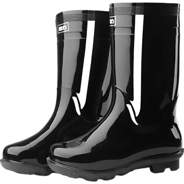 Huili Men's Stylish Rain Boots, Water Shoes, Outdoor Waterproof Non-Slip Wear-Resistant HL838 Mid-Calf Black Size 43