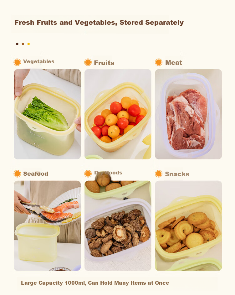 Shuke Silicone Food Storage Bag Food Grade High Temperature Resistant Household Fruit Bag Refrigerator Freezer Sealed Bag 15