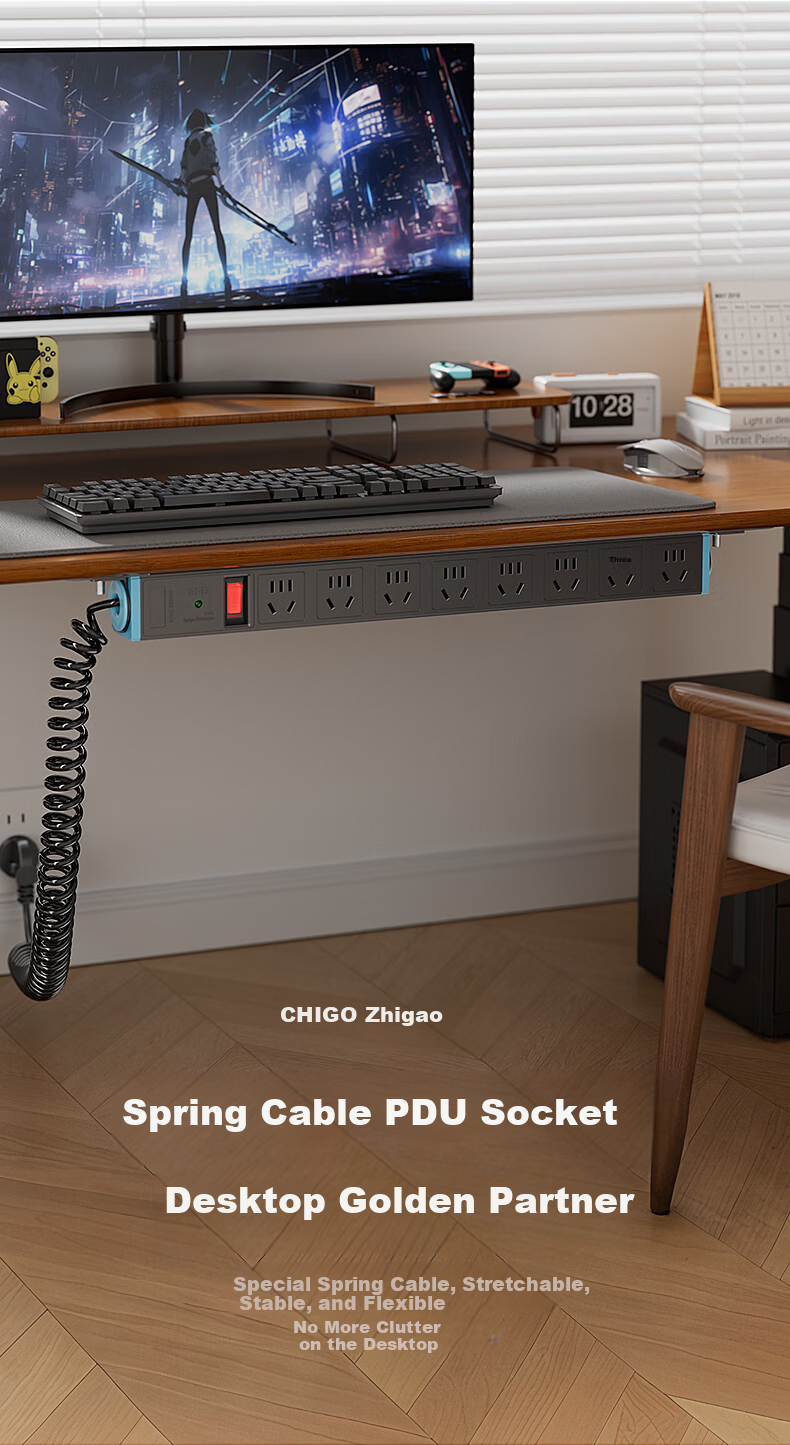 CHIGO PDU Power Strip 8-Port 10A Gaming High-Power Rack Socket Power Board Wireless Master Control 1