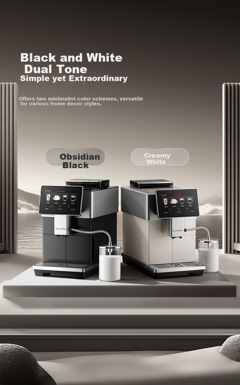 Dr.coffee H3 Black Home Fully Automatic Italian Espresso Coffee Machine Small Integrated Grinder One-Touch True Cold Brew Fresh Coffee Hot and Cold Drinks 28