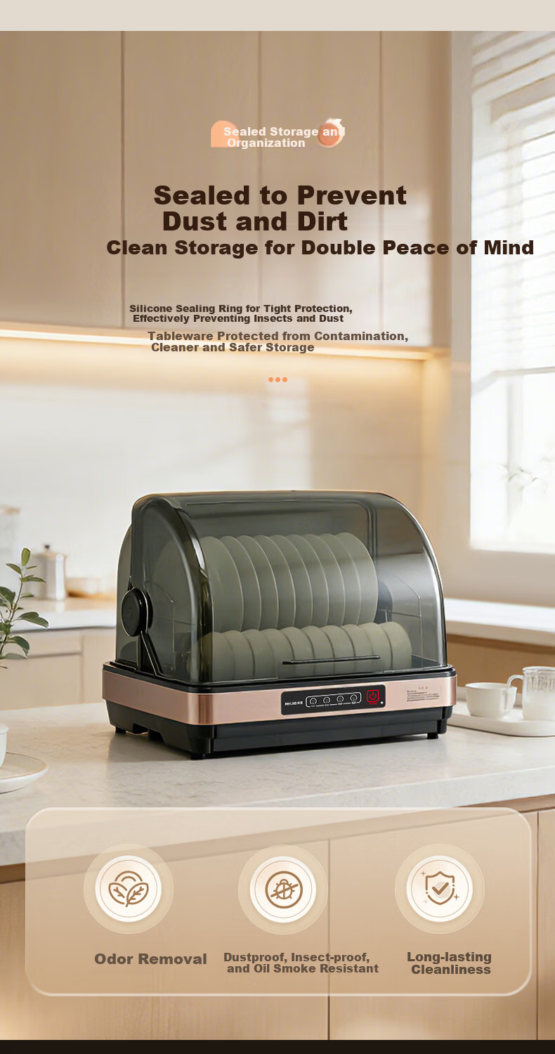 MeiLing Desktop Sterilizer Cabinet Multifunctional Household Kitchen Dishware Knife Rack Tea Cup Sterilizer Large Capacity UV Drying and Cleaning Cabinet [Government Subsidy] ZTD-M42T5 17