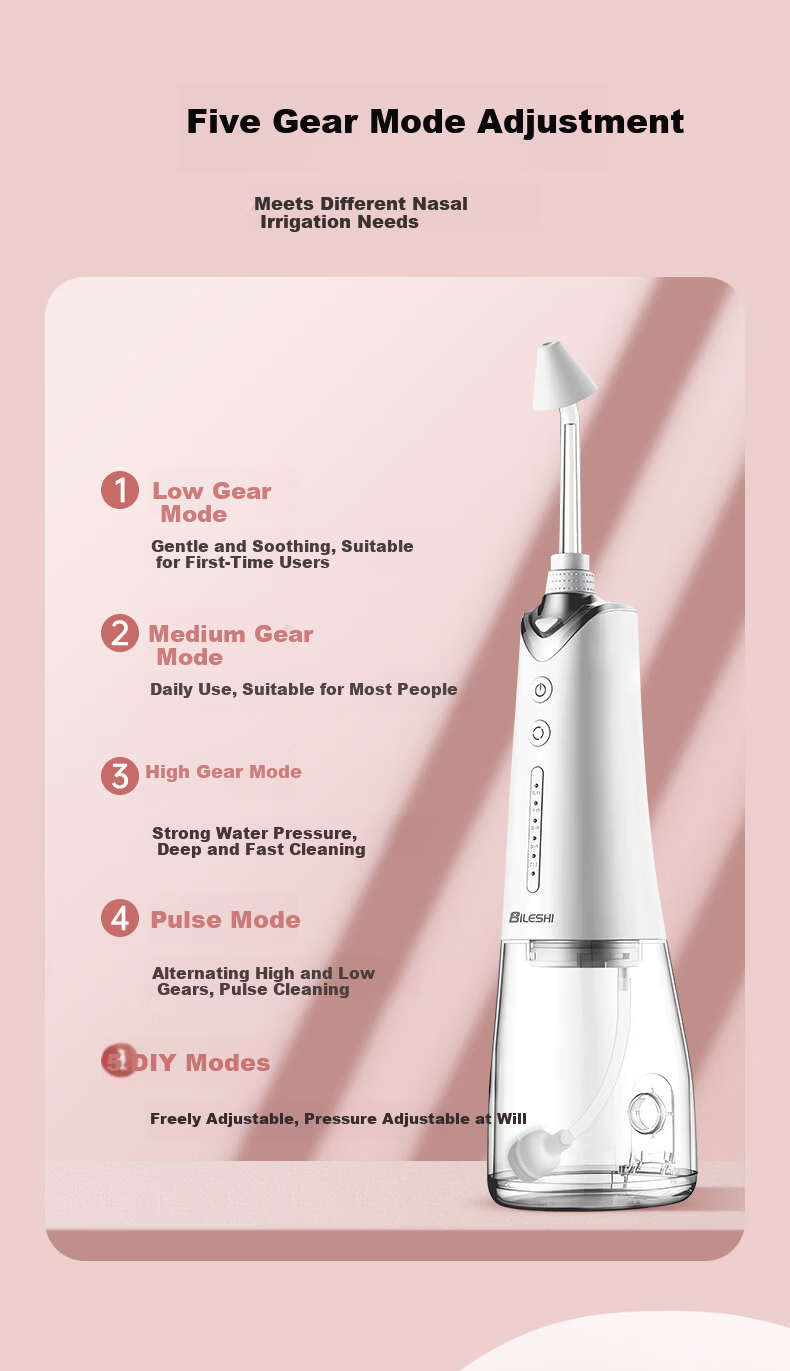 BILESHI Electric Oral Irrigator and Nasal Washer for Adults and Children, Sinusitis Relief Nasal Spray, Home Nasal Cleaner, Nasal Congestion Relief Device, Gift for Men and Women Valentine's Day 6