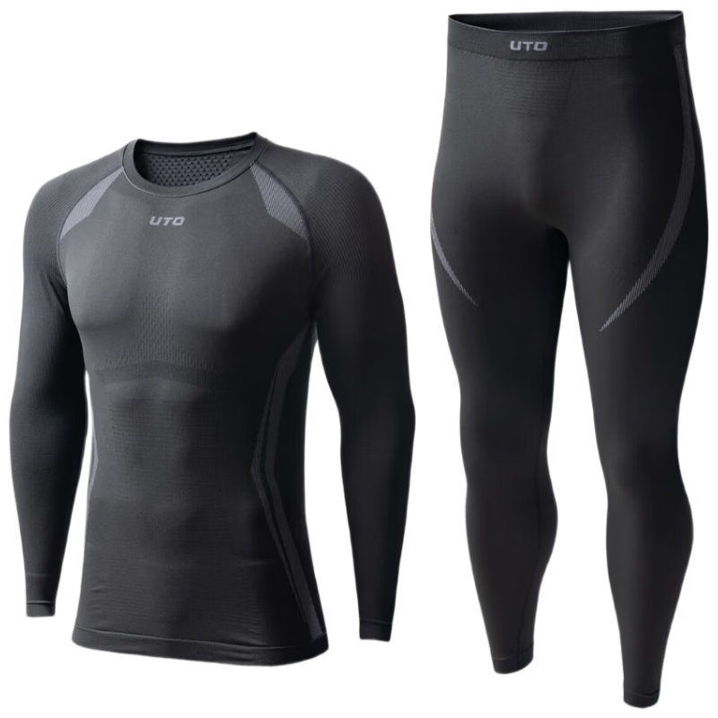 UTO Charcoal Core Quick-Dry Set Outdoor Daily Skiing Running Sports Thermal Base Layer Blaze Red Men L