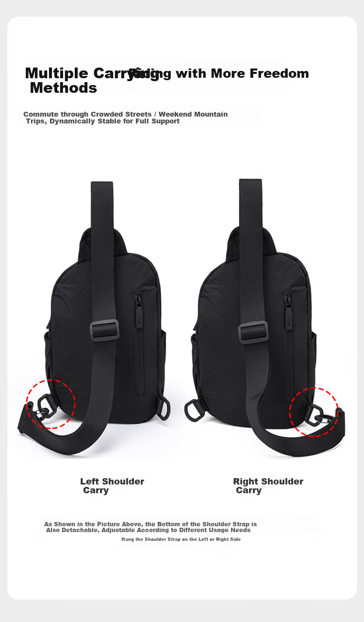 GOLF Men's Chest Bag Crossbody Shoulder Bag Unisex Phone iPad Bag Water Bottle Holder Water-Resistant Sports Cycling Small Backpack 12