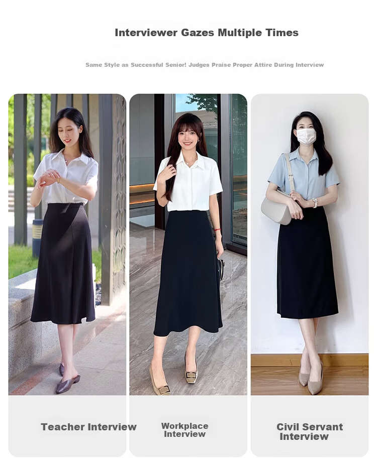Bodexiaojie Blue Professional Short-Sleeve Blouse for Women, Summer Public Exam Interview Chiffon Top, Commuter Outfit Formal Shirt, Blue, XL 2