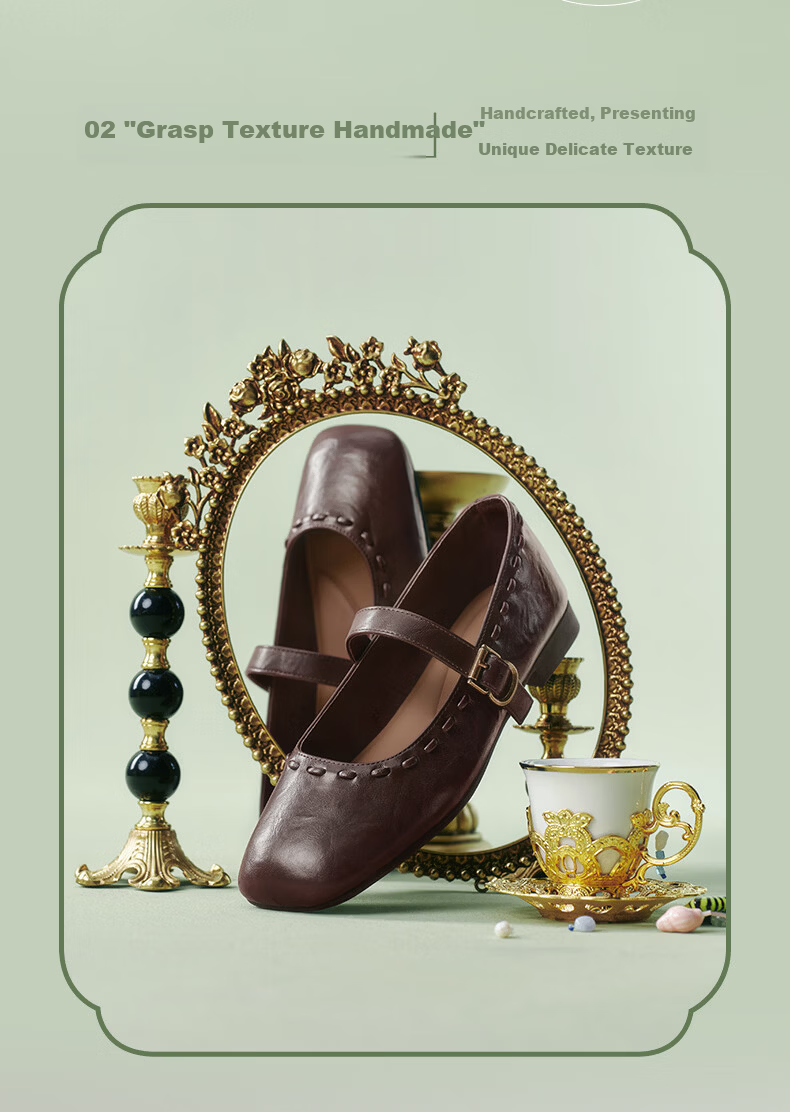 BASTO Zhang Xiaowan Spring 2026 Mary Jane Small Leather Shoes Women's Flats F0111AQ6 Coffee Color Size 39 9