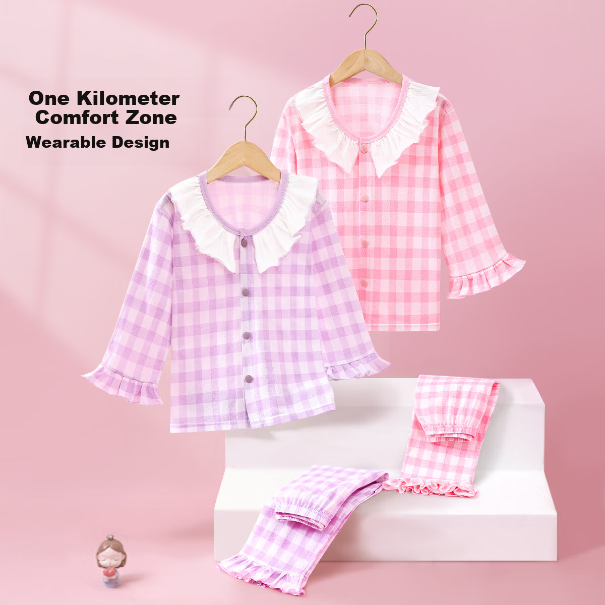 DEESHA 100% Cotton Children's Pajamas Autumn Winter Girls Homewear Youth Student Baby Air Conditioning Suit Set