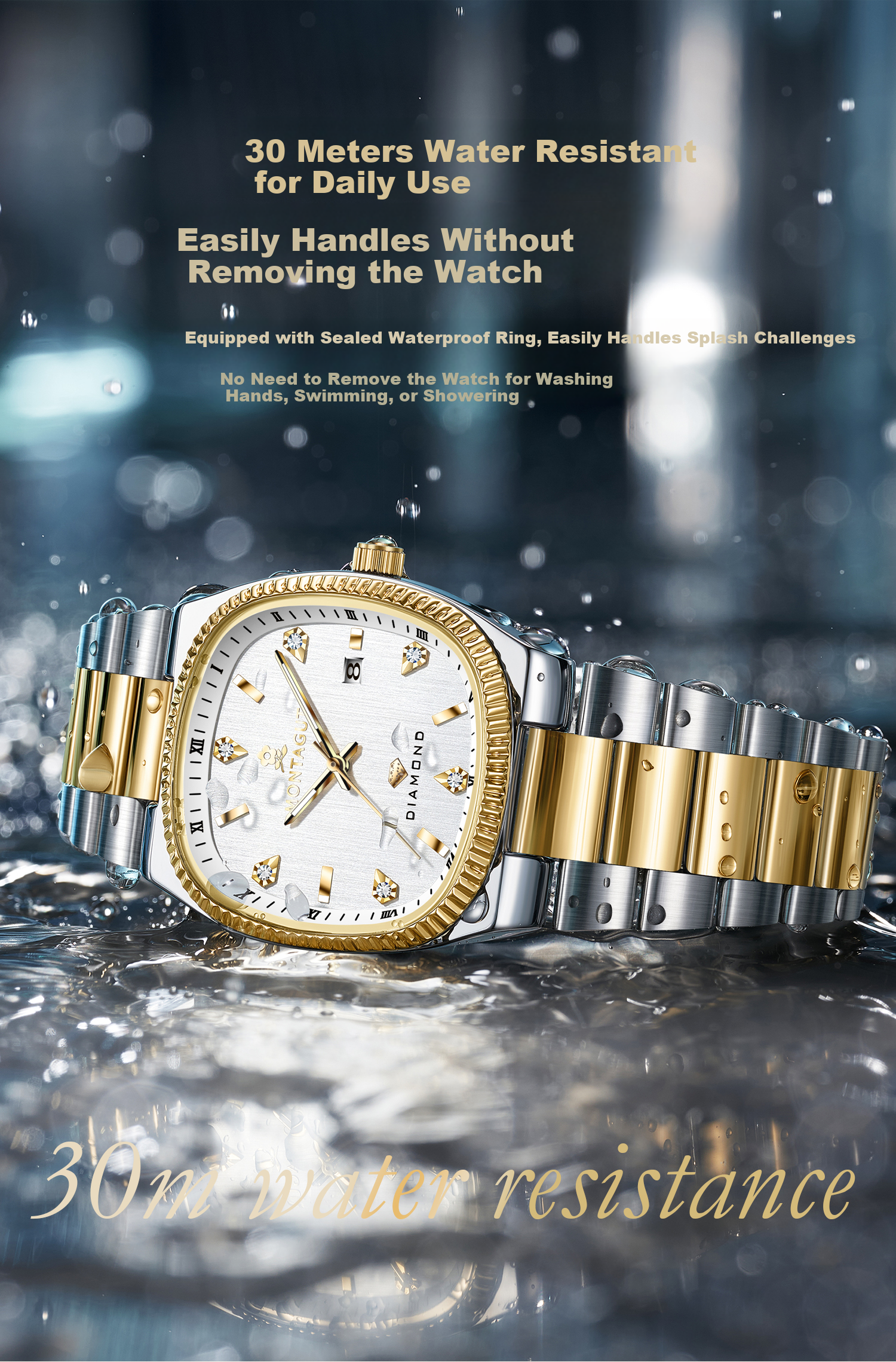 MONTAGUT Luxury Diamond-Studded Fashion Waterproof Couple's Business Watch for Men and Women - Spring Festival Gift 4