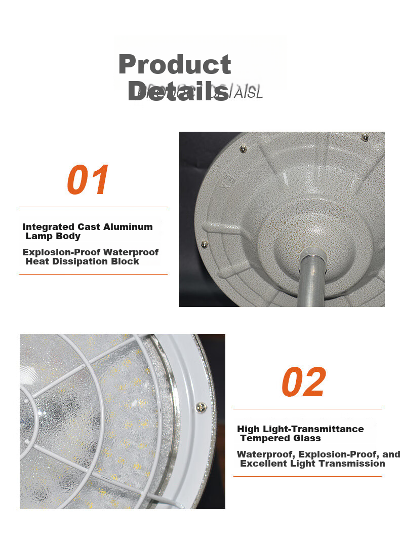 Guan'an Explosion-Proof LED Tri-Proof Light Waterproof Moisture-Proof Explosion-Isolation Factory Warehouse Workshop Gas Station High-Brightness Pendant Light 50W White Light 1