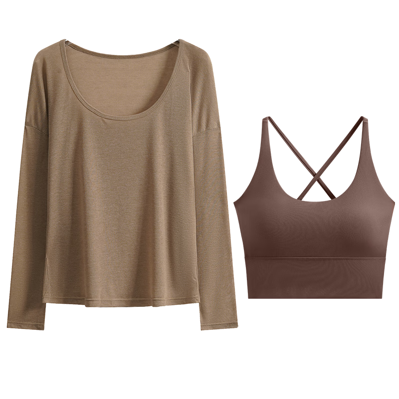 DRUR High-End Plus Size Loose Yoga T-Shirt Cover-Up Women's Outerwear Innerwear High-Intensity Training One-Piece Sports Bra