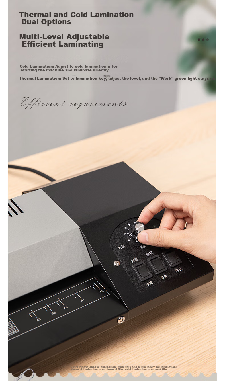 Deli A3/A4 Commercial Office Laminator Multi-Setting Adjustable Film Laminating Machine All-Metal High-Power Durable Laminator Automatic Film Feed and Return Photo Document Laminator 3890 9