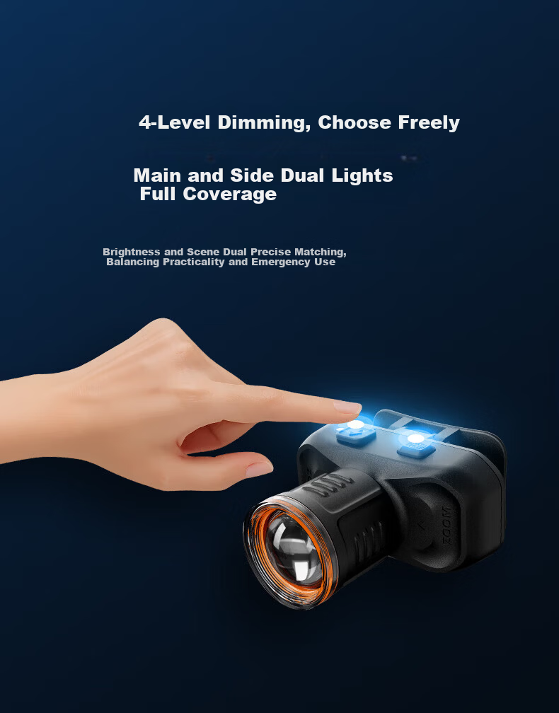 Deli Headlamp High Brightness Long Battery Life Night Fishing Mountaineering Sea Hunting Military Head-Worn 6-Level Adjustment 90-Degree Rotation 6
