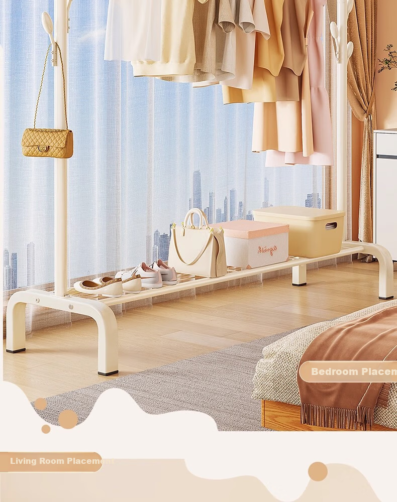 Chibilun Floor Standing Coat Rack Bedroom Clothes Hanger Balcony Home Storage Organizer Indoor Simple Drying Rod 18