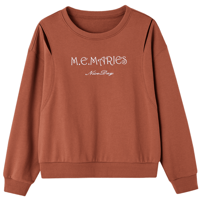 MT Cloud Sweatshirt Spring Lightweight Breathable Cloud Cotton Hollow Letter Embroidery Loose Fit Flattering Women's Top