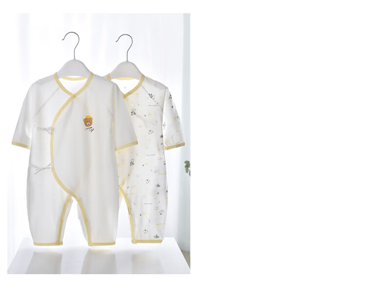 Qiaojiao Duck Baby Clothes Summer Thin Newborn Cotton Romper Crawling Suit Full Moon Baby Monk Suit Pajamas 12