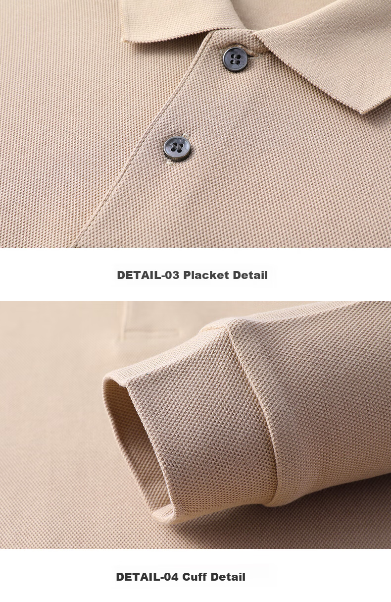 FIRS 100% Cotton Long Sleeve Men's Solid Color Casual Polo Shirt Spring Autumn New Dad Style 23