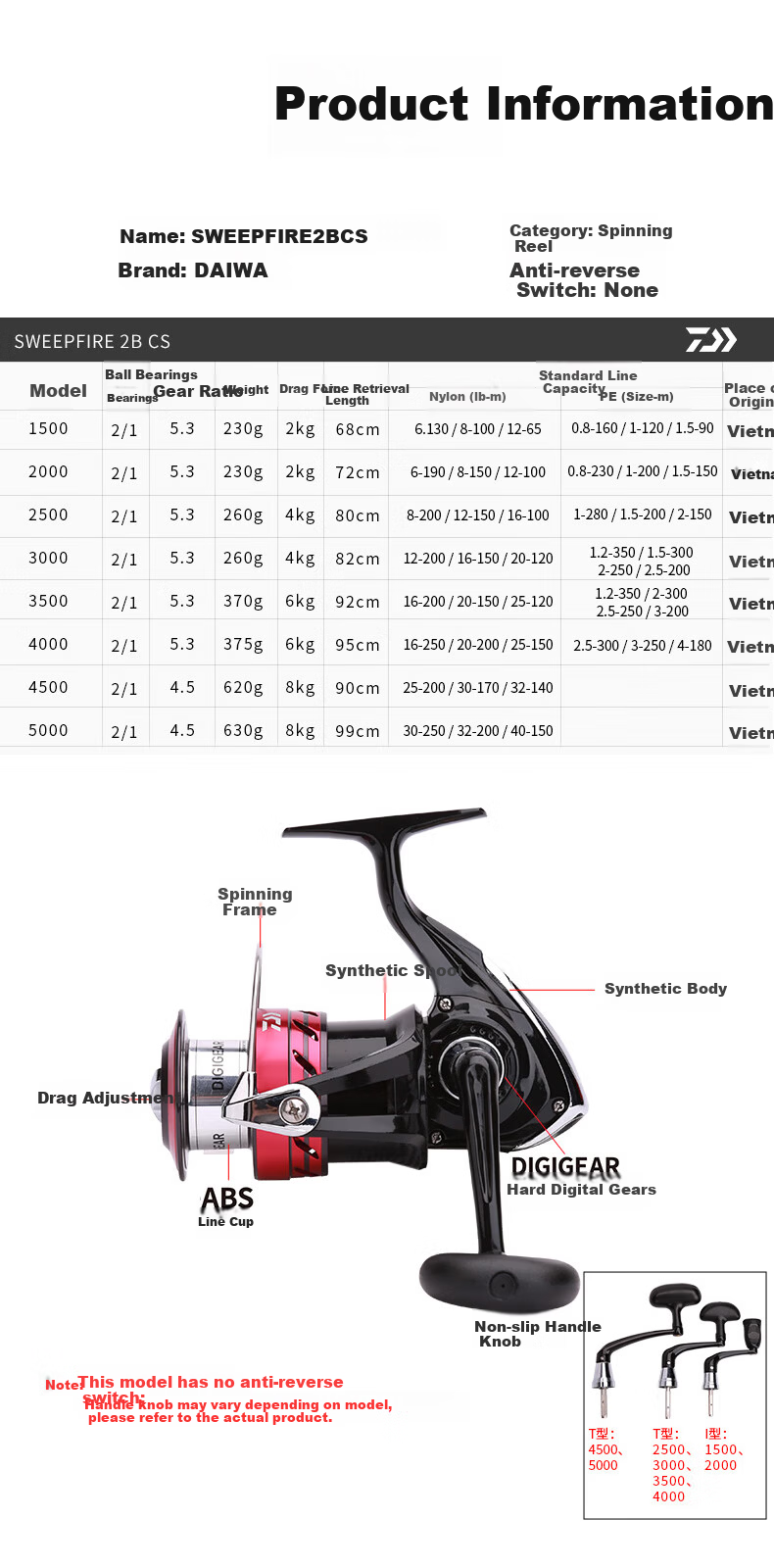 DAIWA SWEEPFIRE 2500 Spinning Reel 4