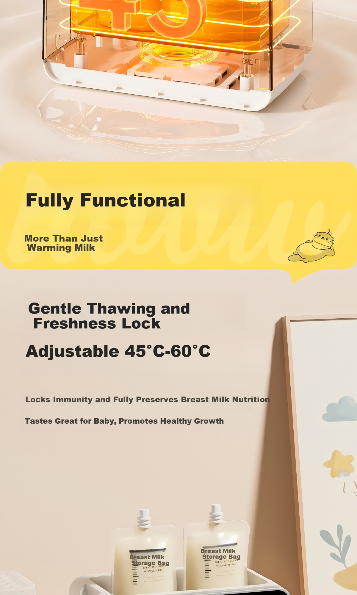 IWVW Milk Warmer and Sterilizer 2-in-1 Temperature Control Bottle Warmer Baby Formula Heater Breast Milk Defroster Steam Sterilizer 7