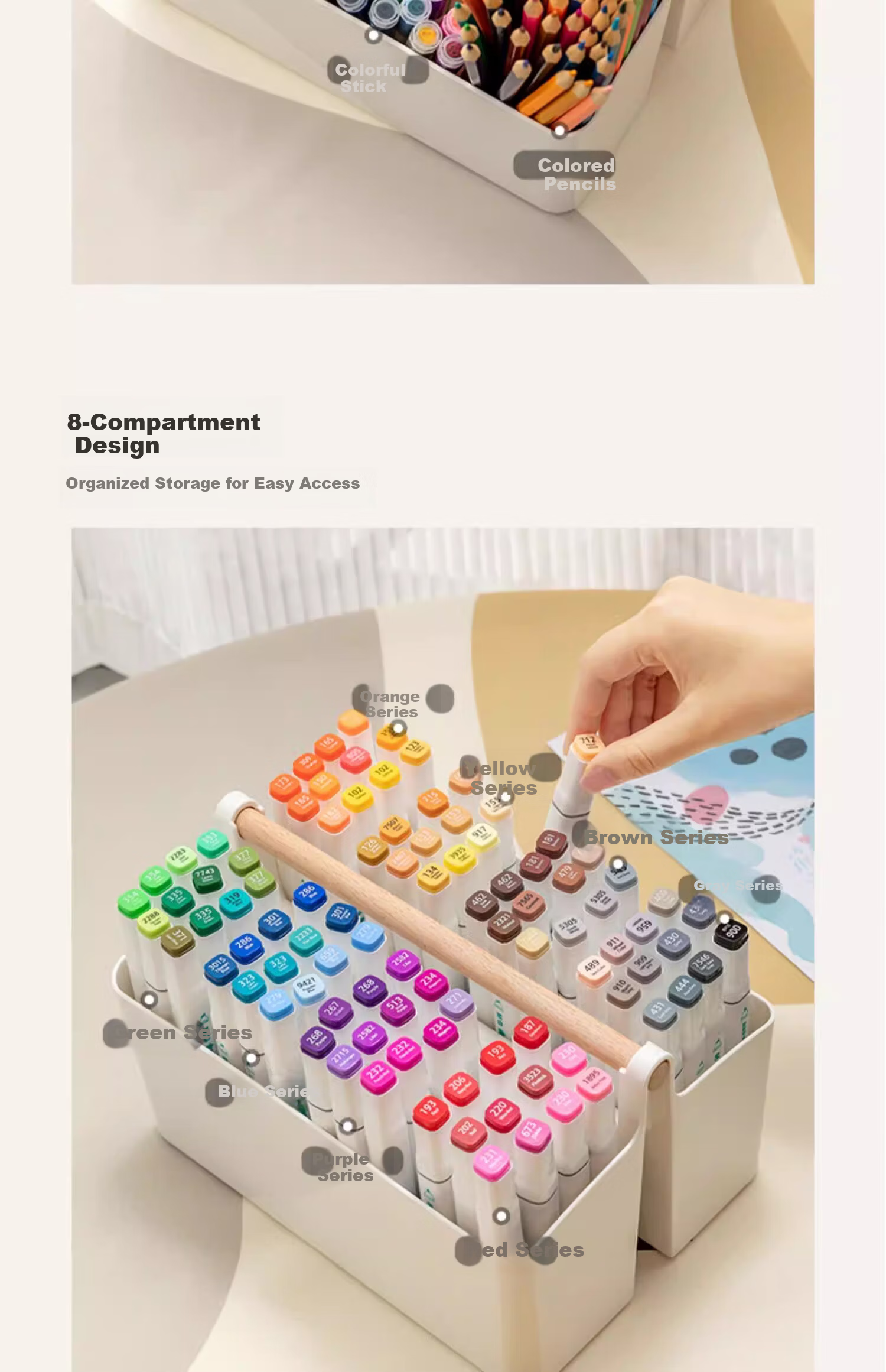 Jukeai Large Capacity Marker Pen Holder Multifunctional Desk Organizer with Handle for Students 3