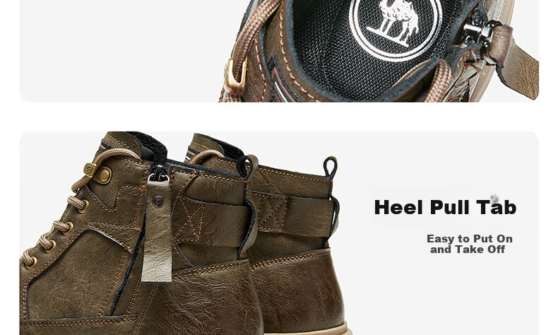 Camel Brand Martin Boots Outdoor Casual Work Boots British Style Motorcycle Men's Shoes P14W342602 Black 39 23