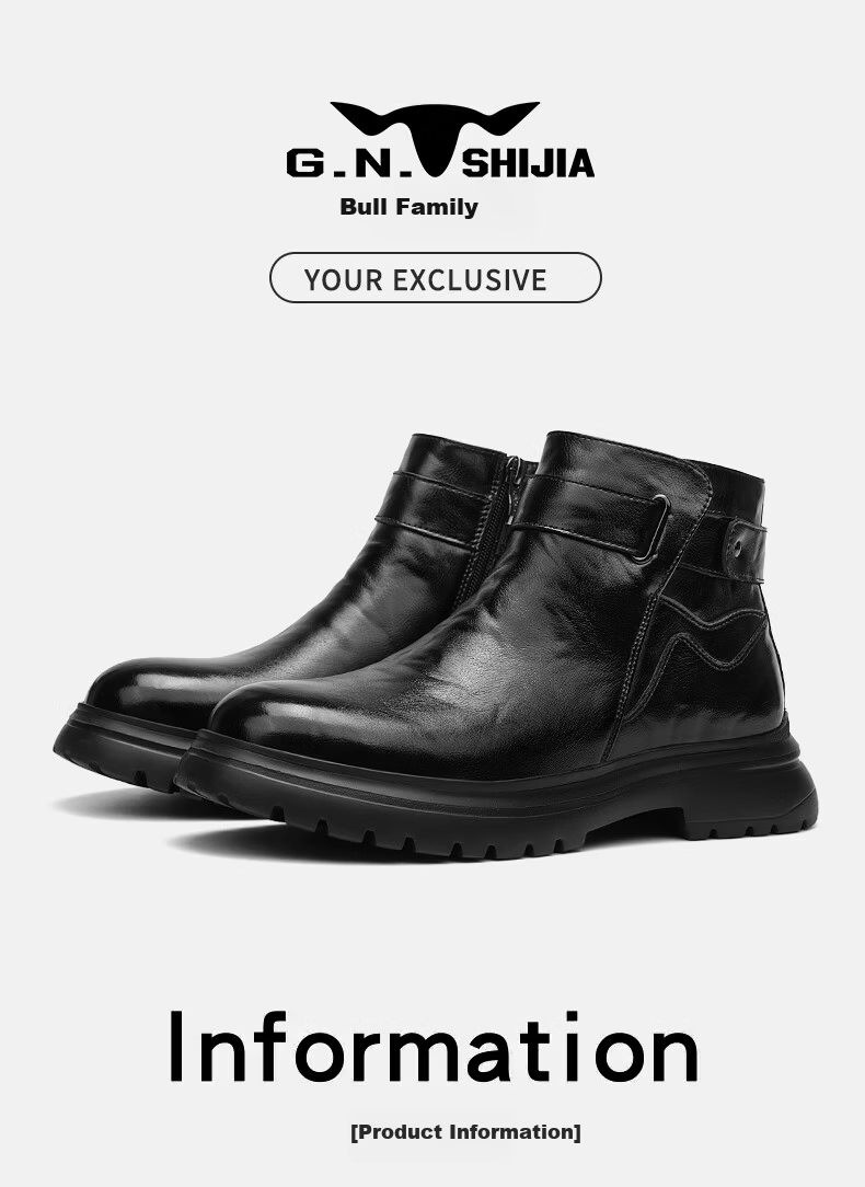 Bull Family Martin Boots Men Autumn Winter New British Style Casual Short Boots Trendy Fashion Work Boots Men's Chelsea Boots 3