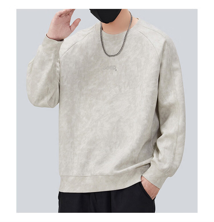 JEEP Men's Tie-Dye Long Sleeve T-Shirt Sweatshirt Loose Fit Base Shirt Gray 3XL Spring Autumn 10