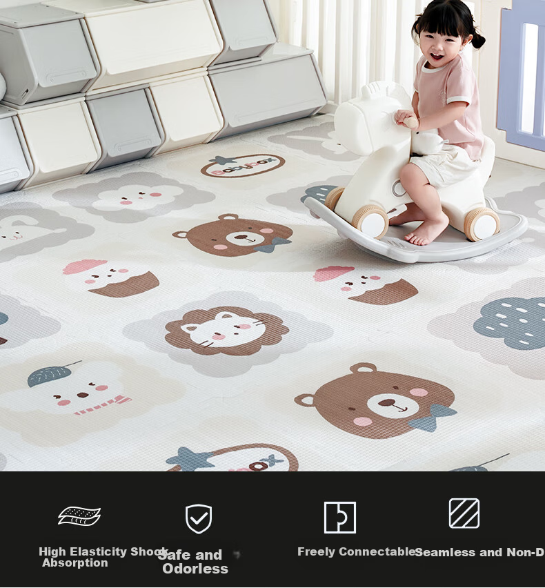 Babybox EPE Crawling Mat Baby Anti-Fall Play Mat Children's Interlocking Foam Floor Mat 6 Pieces 2CM Thickened 3