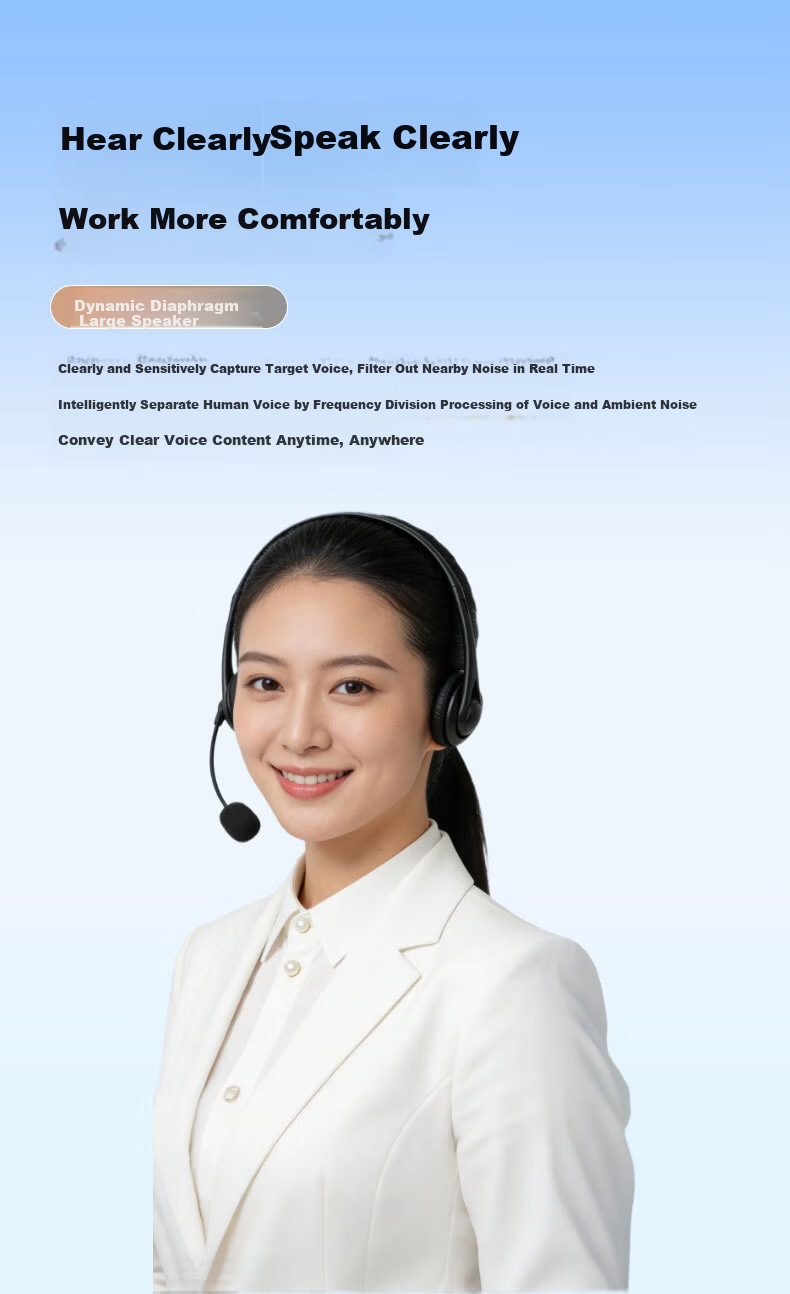 Yinwangsi [Over 1 Million Sold Online] Customer Service Headset Over-Ear Noise-Cancelling Microphone Desktop Computer Headphones 2-in-1 USB Type-C 8