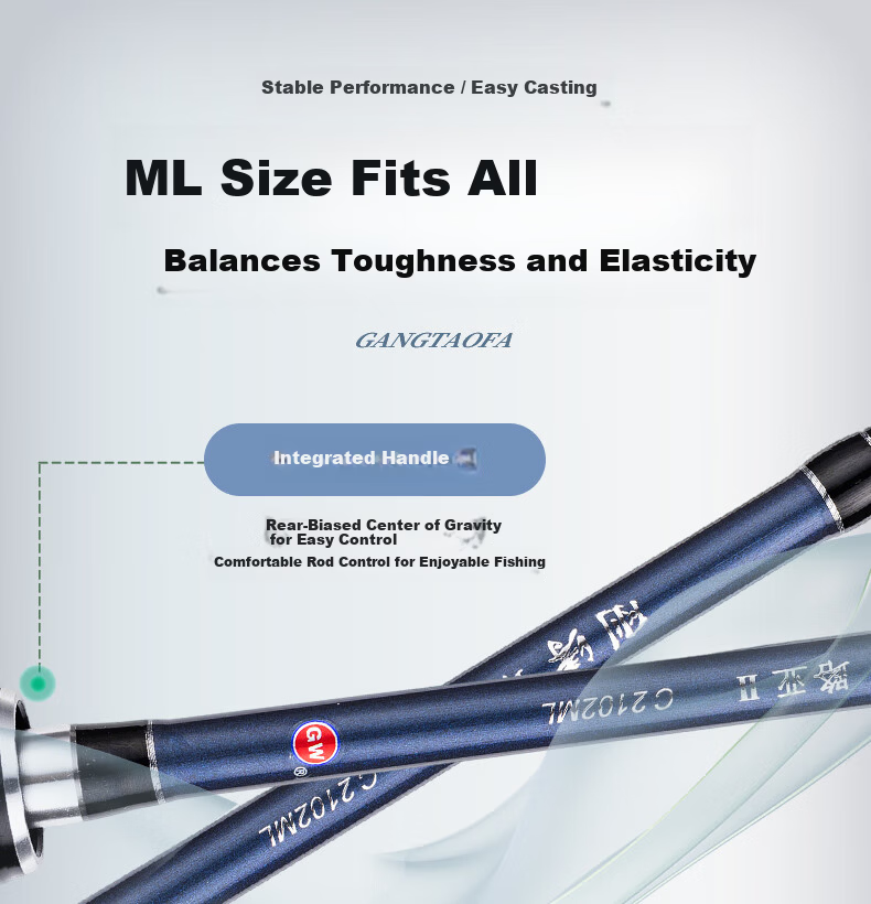 GW 2.1m Straight Handle Spinning Reel Combo Gangtao 2nd Gen Lure Rod ML Action Versatile Fishing Rod 4