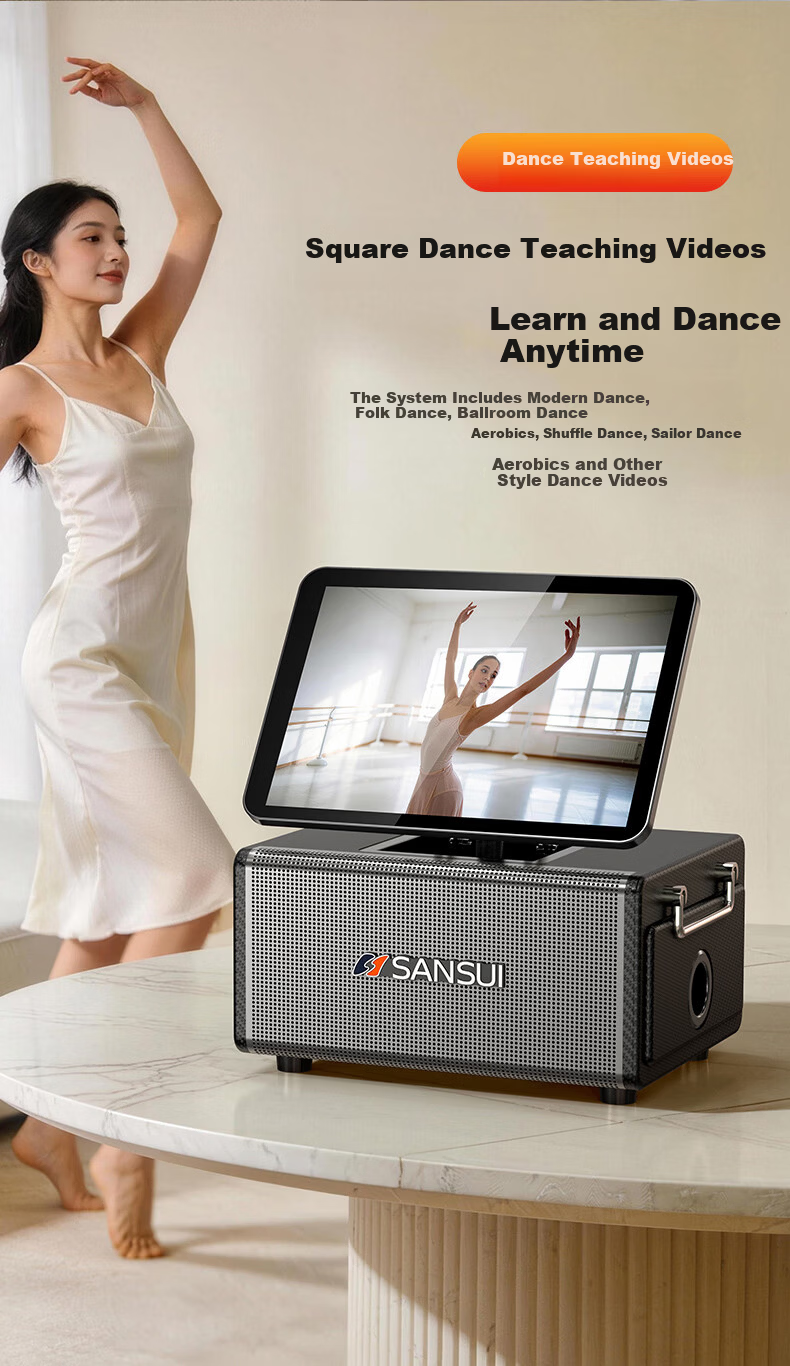 SANSUI Q8 Three-Year Membership Edition Home KTV Sound System Outdoor Portable Square Dance Bluetooth Speaker with Display Home Karaoke Machine All-in-One Instrument Speaker 11