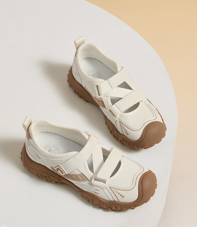 CAMEL Cute Ugly Style Women's Breathable Outdoor Casual Shoes Magic Tape Sports Sandals L26M577012 Beige/Black 38 7