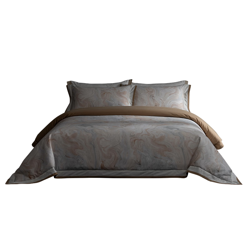MIDO HOUSE Mingdu 100% Cotton Bedding Set, Four Pieces, Pure Cotton Sateen, Luxurious High-End Feel, Class A Bedsheet, Duvet Cover, Quilt, 200x230cm, Pure And Tranquil River