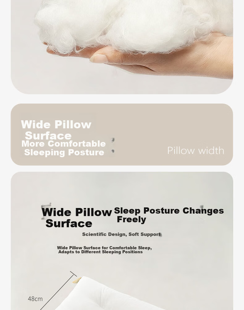 Ranpai Low Pillow A-Class Pure Cotton Soft Cervical Pillow Neck Protection Student Pillow Single 48x74cm 13