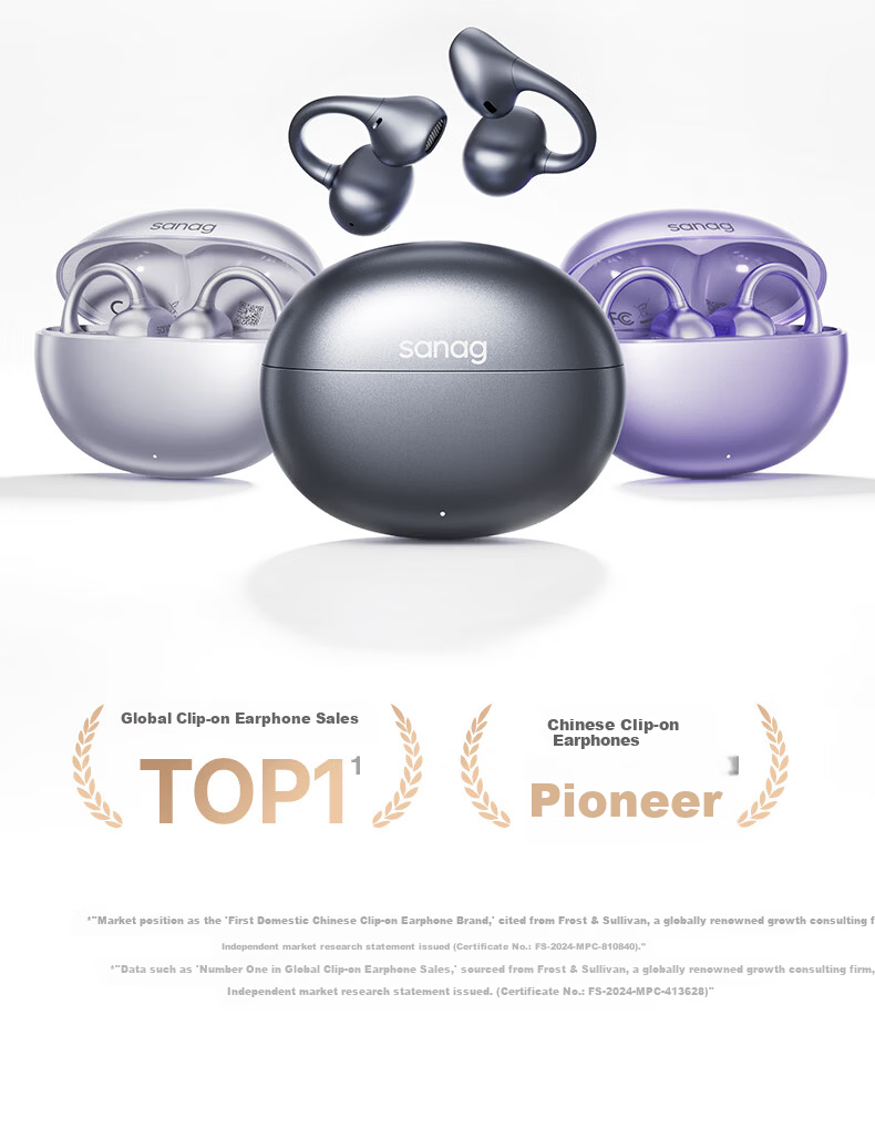 SANAG Sena ANC Clip-on True Wireless Bluetooth Earbuds Active Noise Cancelling Earphones Lossless Sound Quality Long Battery Life Translator Gift for Elders and Partners 4